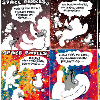 Space Poodles - collage comic strips for fanzine, 2015